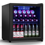 Manastin 65 Can Beverage Refrigerator Cooler 1.76 Cu.ft Mini Fridge with Glass Door \u0026 Adjustable Shelves, Perfect for Home, Office or Bar